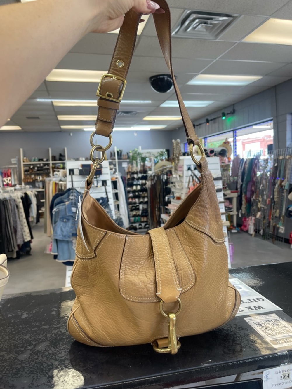 Coach Tan Pebbled Leather Shoulder Hobo
